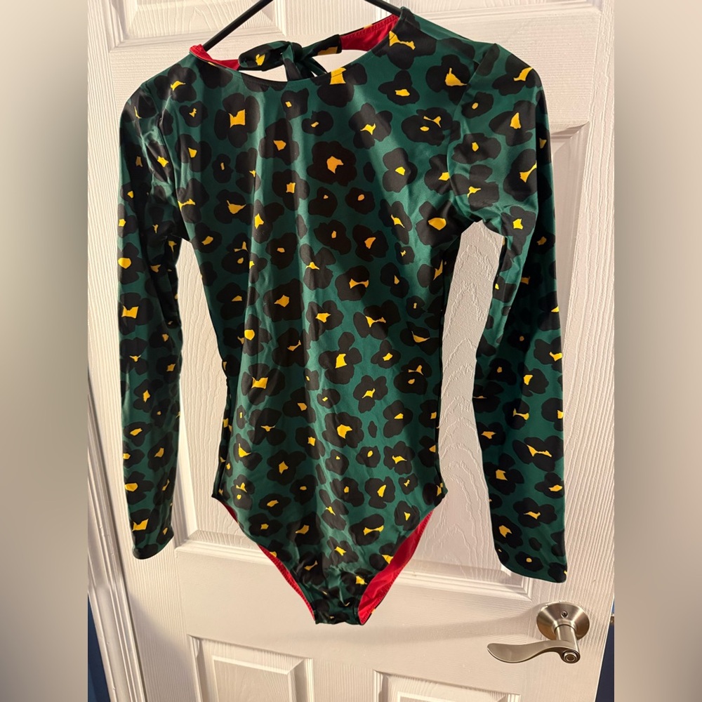 LA DoubleJ Green and Yellow Patterned Bathing Suit